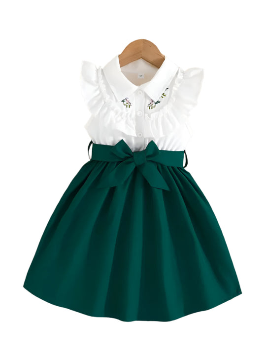 Embroidered Flowers Holiday Party Dress Girl