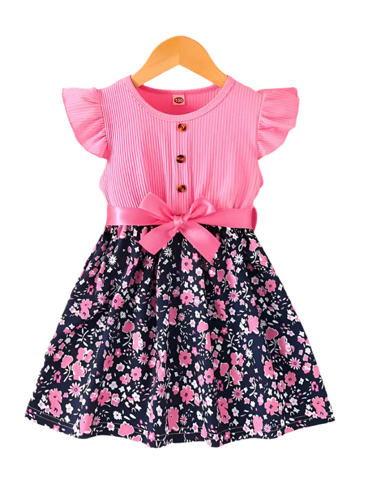Embroidered Flowers Holiday Party Dress Girl