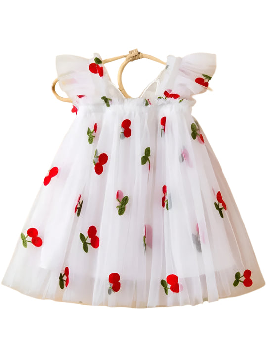Embroidered Flowers Holiday Party Dress Girl