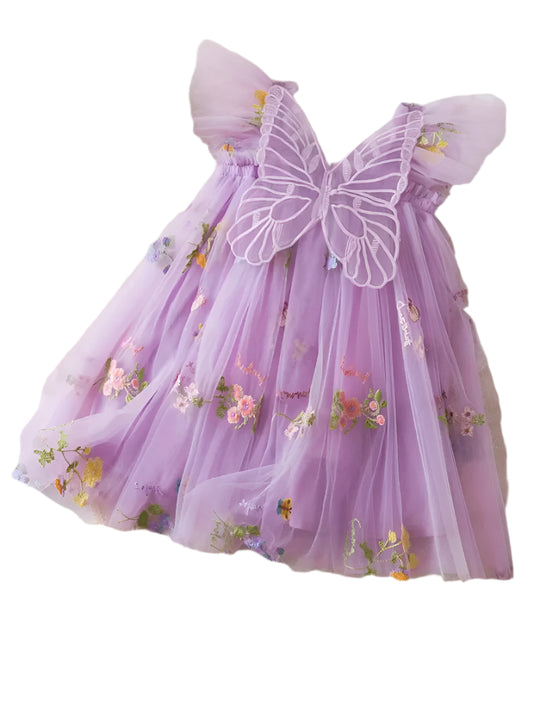 Embroidered Flowers Holiday Party Dress Girl